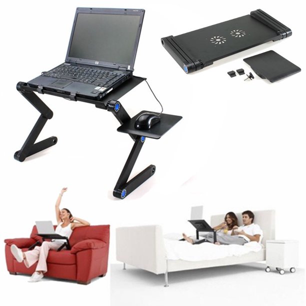 360° Foldable Laptop Notebook Desk Table Fans Stand Portable Desk Bed Sofa Tray With/Without
