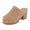 Sand, variant on Cushionaire Guest Platform Clogs for Women, Heeled Faux Wood Mules with Studded Detailing and Memory Foam Footbed
