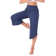 thumbnail image 4 of Pantalones de yoga de pierna ancha para mujer INSPIRE CHIC con bolsillos, pantalones cortos casuales para entrenamiento, color azul marino, 4 of 6