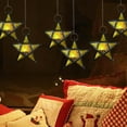 thumbnail image 5 of Five Pointed Star Windproof Candle Holder Iron Stained Glass Lantern Vintage Candlestick Holiday Decoration Hanging Wind Lamp Metal Glass Candlelight Decor, 5 of 5