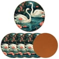 thumbnail image 2 of Swan 6PCS Round Coasters, Microfiber Leather Cup Coasters Set of 6, 11x11 cm/4.3x4.3 in Drink Coasters for Home Decor, 2 of 6