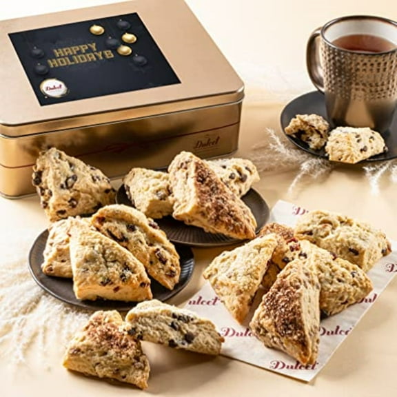 Dulcet Gift Baskets Artisan Scone Happy Holidays Gift Tin, Gourmet Pastries