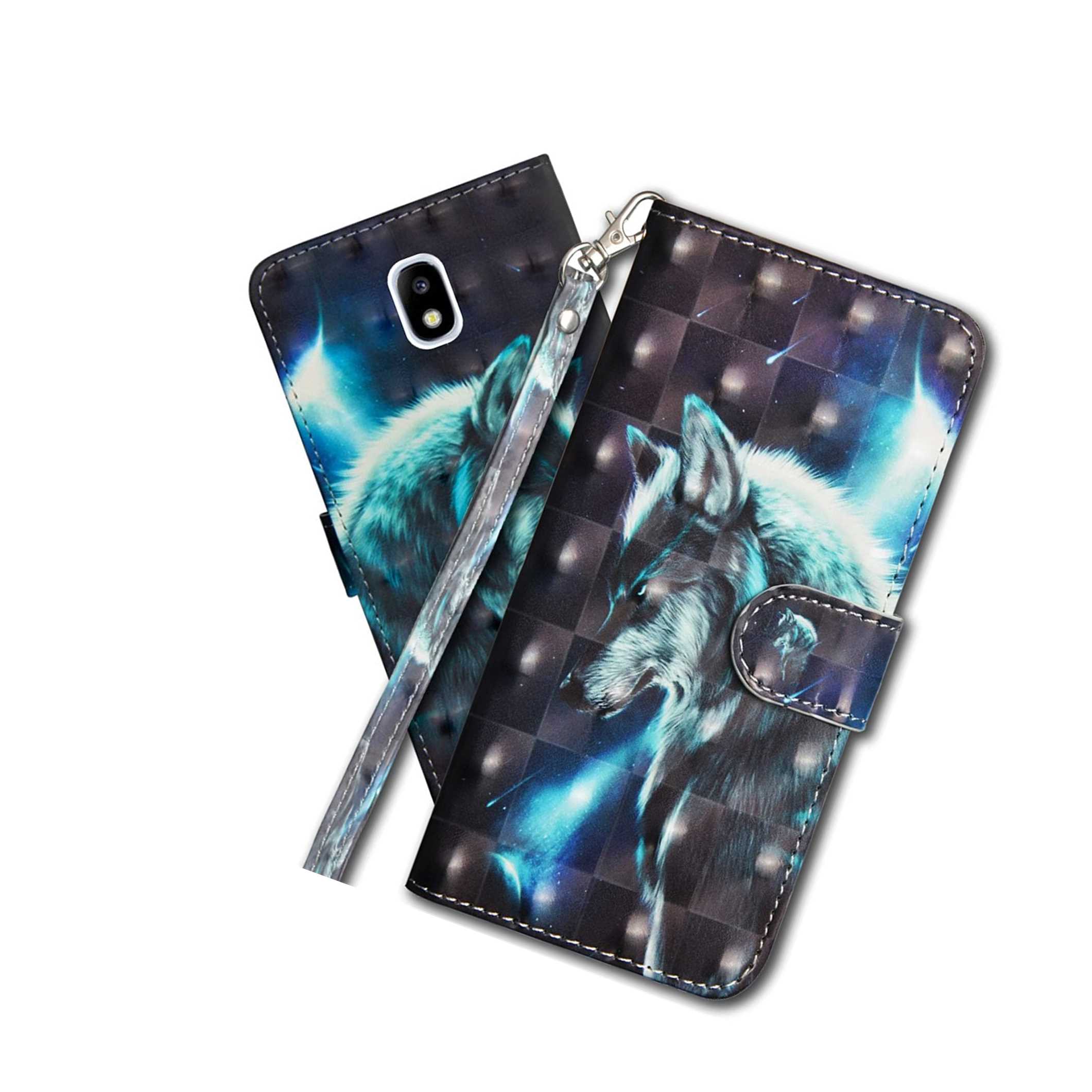 J3 Pro 17 Wallet Case Samsung J330 Premium Pu Leather Case 3d Creative Painted Effect Design Full Body Protective Cover For Samsung Galaxy J3 Pro 17 Sm J330 Pu Wolf Walmart Com Walmart Com
