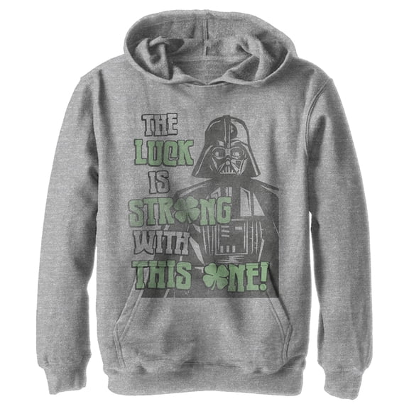 Boy's Star Wars Darth Vader St. Patrick's Day Luck Is Strong With This One Pull Over Hoodie Athletic Heather Small