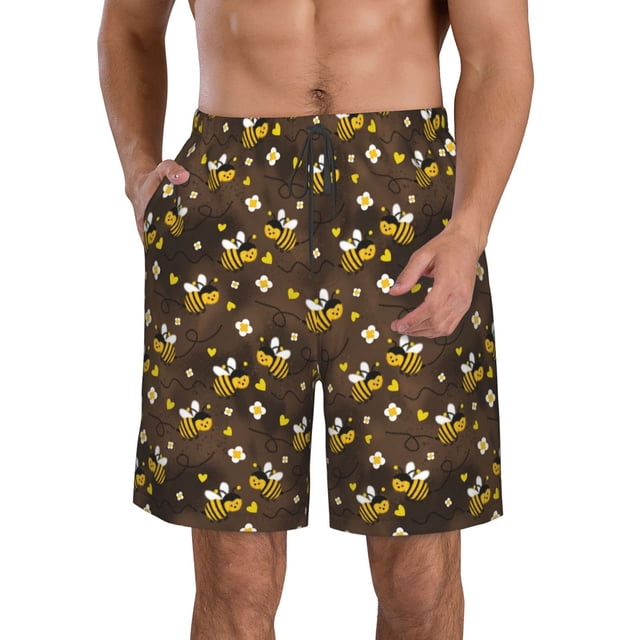 Balery Flying Furry Honey Bees Traje de Baño Estilo Hawaiano para Hombre, Shorts de Secado Rápido con Bolsillos-Large