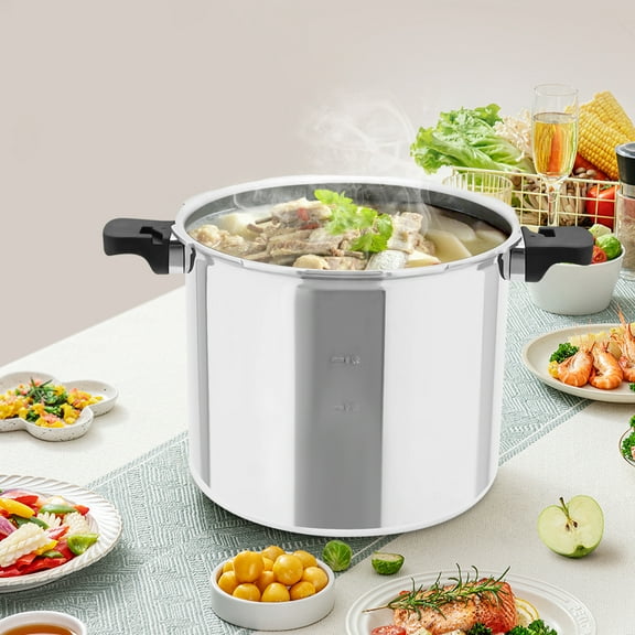 22L Aluminum Pressure Cooker with Steam Gauge, 32cm Diameter, 90kPa Max Pressure, Gas Stove Only, Durable Silver Canister for Large Meals