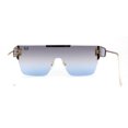 thumbnail image 2 of Rimless Flat Top Shield Side Visor Metal Rim Sunglasses Gold Black Blue, 2 of 5