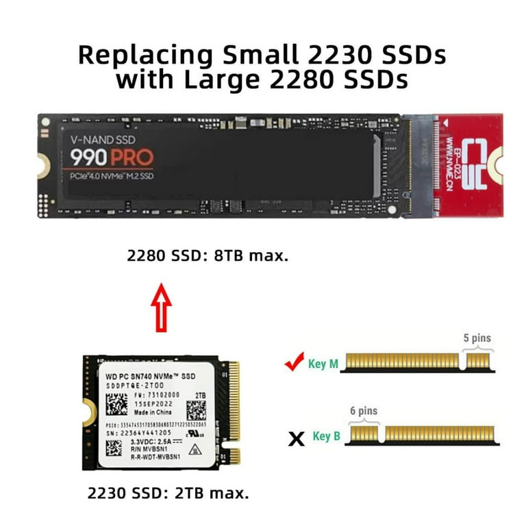 2tb Ssd 2230 To 2280 NVME Adapter SSD Extension For ROG
