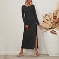 thumbnail image 4 of LYXSSBYX Fall Dresses for Women Long Sleeve Women Fashion Solid Color Long Sleeve Split Buttons Casual Long Dress, 4 of 9