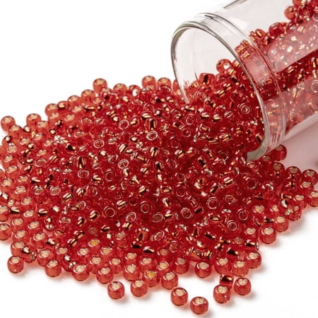 TOHO 8/0 Round Beads Japanese Seed Beads (25) Silver Lined Light Siam Ruby 3mm Hole: 1mm 222pcs/10g