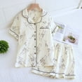 thumbnail image 2 of jiaxiM Summer Pajamas for Women Button Down Pajamas Set Short Sleeve Sleepwear Lapel Pjs Soft 2 Piece Lounge Shorts Set, 2 of 4