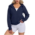 thumbnail image 2 of Hfnxid Womens Zip Up Hoodies Oversized Long Sleeve Sweatshirts with Thumb Hole Casual Pullover Sweatshirt Fall Fashion Outerwear Navy XL, 2 of 8