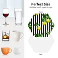 thumbnail image 6 of Honeii Lemons on Striped print Leather Coaster Set of 4, ideal for safeguarding your furniture from drinks spills and effortless cleanup-Hexagon, 6 of 6