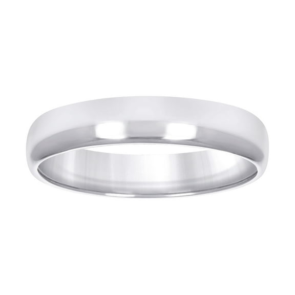 10k White Gold Mens Womens Unisex Wedding Band Regular Fit 4mm Size 12 Wedding Band for Men