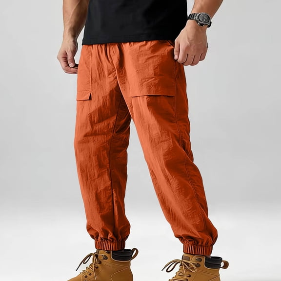 asjyhkr Mens Cargo Pants Plus Size Stretch Drawstring With Pocket Quick Drying Daily Outdoor Hiking Joggers