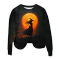 thumbnail image 4 of Womens Fleece Lined Sweatshirts Oversized Drop Shoulder Crewneck Sweat Shirts Loose Casual Halloween Graphic Sweater Orange, XL, 4 of 6