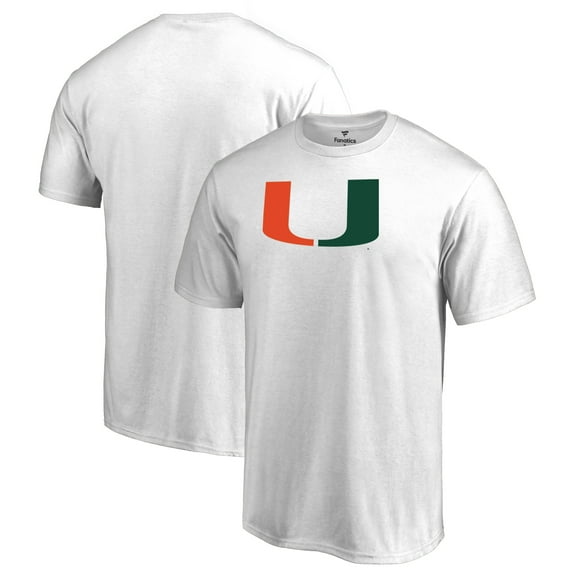 Men's White Miami Hurricanes Primary Team Logo T-Shirt