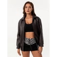 thumbnail image 5 of Women'S Loose Fashion Long Sleeve Lapel Oversized Faux Leather Jacket with Zipper Spring Fall Clothing Coffee M, 5 of 9