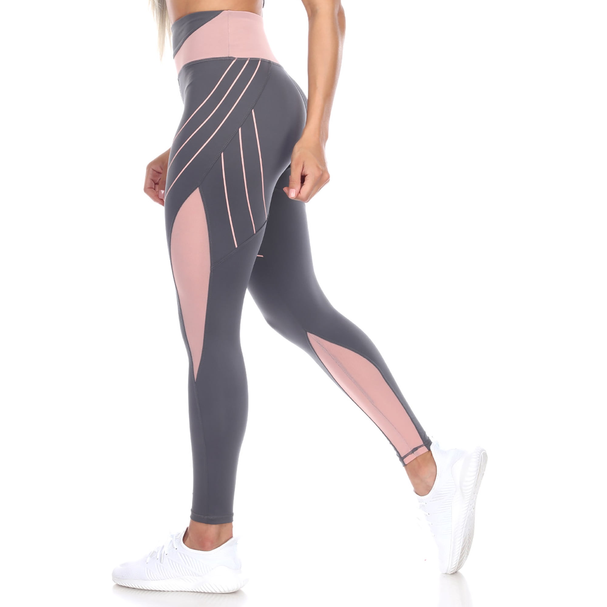 White Mark Women's Cut Out Back Mesh Sports Bra & Leggings Set