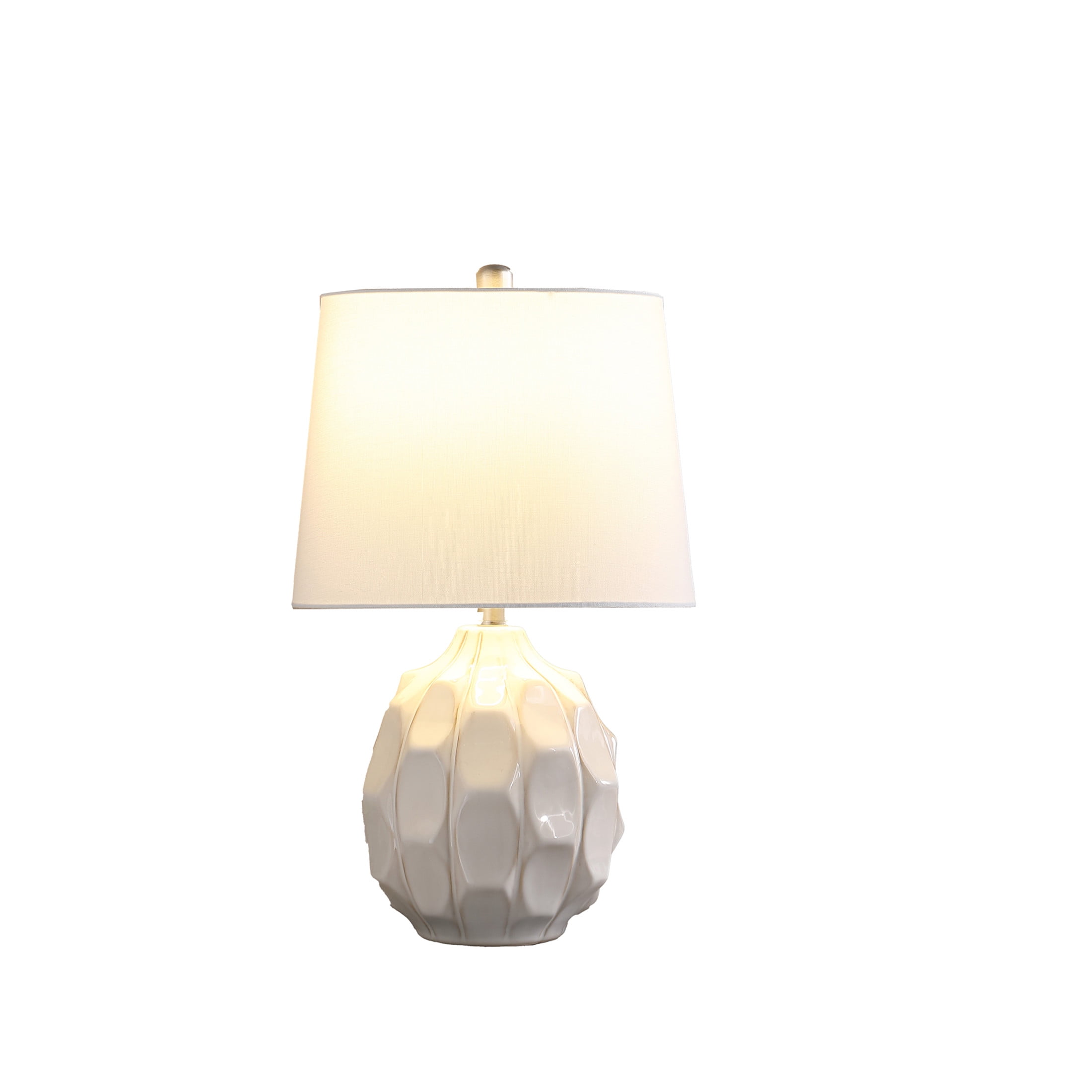 Noble House 21.75" Coastal Scallop Ceramic Table Lamp, Semi-Drum Shade, E26 Bulb, Silver Base, Cream and Taupe