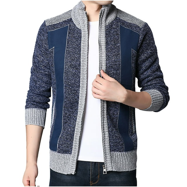 DPTALR Hommes Décontracté Hiver Col Roulé Manches Longues Cardigan en Tricot à Fermeture Éclair Chandail Manteaux