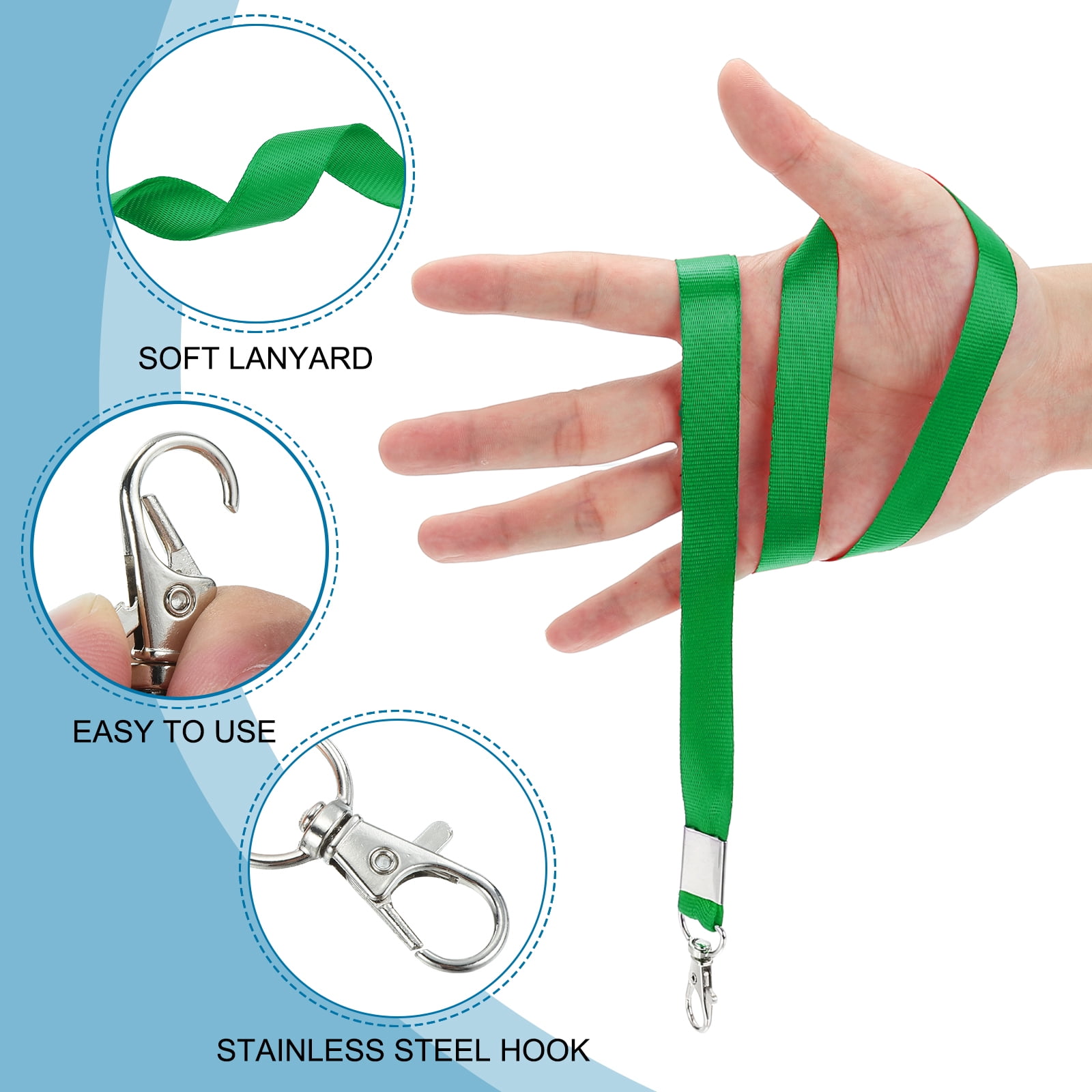 Uxcell 48cm Lanyards Bulk, 50Pcs Teacher Lanyards for ID Badges Keys Badge Lanyard Durable Personalized with Clip for ID Card, Dark Green