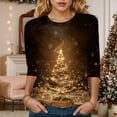 thumbnail image 2 of TTUHYWXI 3/4 Length Sleeve Womens Tops Christmas Loose Fit Crewneck T Shirts Cute Solid Three Quarter Length Tunic Tops (Bronze, XXL), 2 of 4