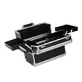 thumbnail image 3 of Caja de tren de maquillaje portátil jinwen Estuche de maquillaje cosmético de aluminio Plata + negro, 3 of 7