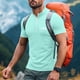 thumbnail image 4 of Blusa y camisa de manga corta con cuello alto para hombre, de verano, de color liso, ajustada, deportiva, con cremallera, de manga corta, con cuello alto., 4 of 5