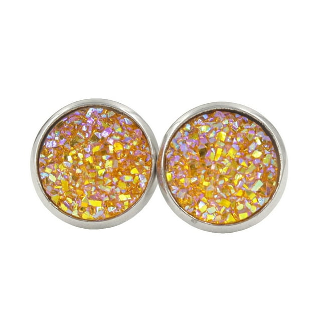 Boucles d'Oreilles Écouteurs 10 mm Clou Rond Paires Rond Bijoux Fins Artisanat Scintillant Mode Dôme Pierre Perle Charme de Mariage avec Dos de Boucle d'Oreille pour Filles 10