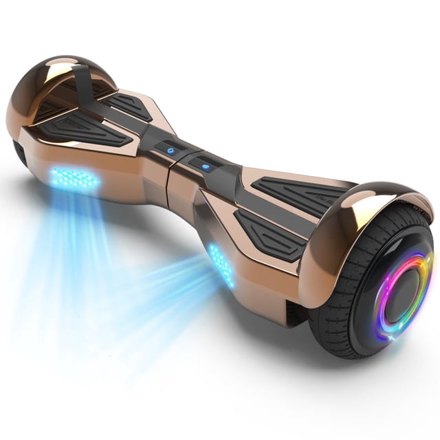 Hoverboard Starship con altavoz Bluetooth, LBW19 scooters autoequilibrados de color cromado con diseño de ciencia ficción y ruedas LED de 6,5 pulgadas Hoverstar LBW19