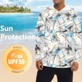 thumbnail image 6 of BADHUB Men's UPF 50+ Sun Protection Hoodie Shirts Rash Guard Fishing Hiking Lightweight Athletic Workout Printed Hooded Tops 005-Beige, 6 of 9
