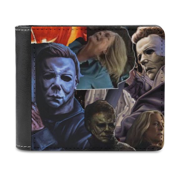 Michael Myers Halloween Leather Wallet for Men Women Two Fold Purse Slim Cash Card Holder Bag