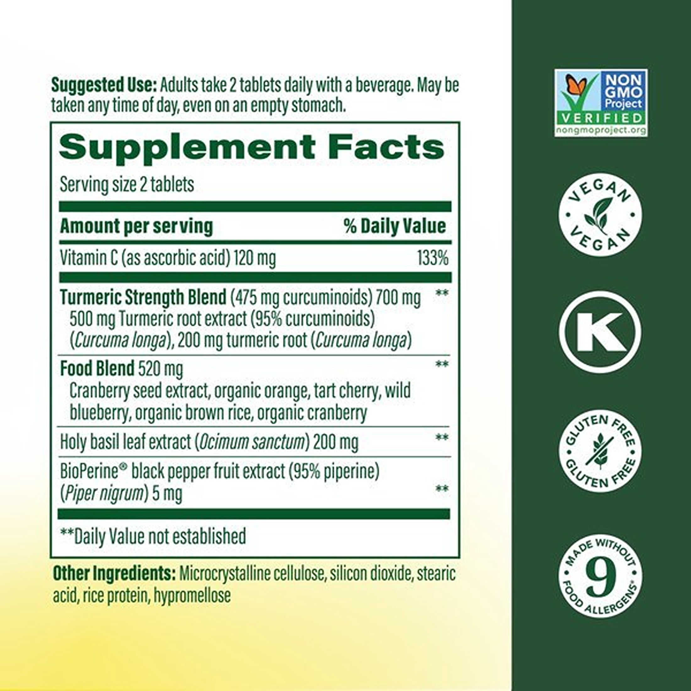 MegaFood Whole Body Turmeric Curcumin - Black Pepper & Vitamin C - Vegan - 30 Servings