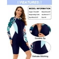 thumbnail image 5 of Women's Swimsuit Surfing Wear UPF 50+ Zipper Front Swimwear One Piece Long Sleeve Rash Guard UV Sun Protection Knee Length Bodysuit Summer Holiday Athletic Bathing Suits, 5 of 6