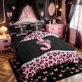 thumbnail image 2 of Manfei Leopard Print Letter J Bow Bedding Comforter Set, Rhinestone Queen Bedding Sets for Girls Women, Black Reversible, 7pcs, 2 of 7
