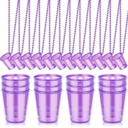 24 Pieces Shot Glass on Beaded Necklace Plastic Shot Cup Necklace Bachelorette Party Team Men and Women Supplies