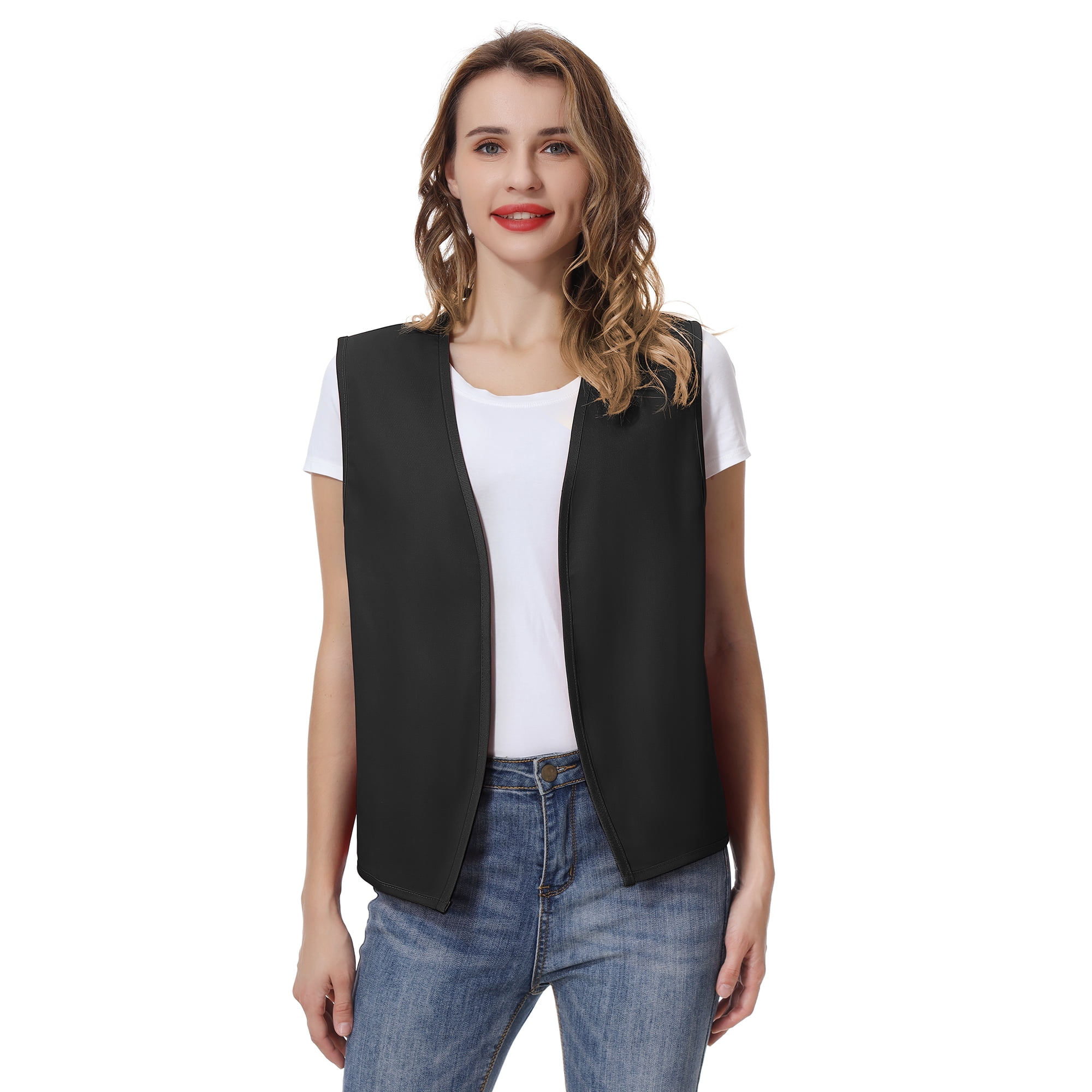 TOPTIE 5 Pack No Pocket Unisex Vest Peasant Costume Vest Volunteer Work Vest-Black-XL