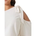 thumbnail image 5 of DARING DIVA Women's Plus Cold Shoulder Tie Long Sleeve Blouse 1X Beige, 5 of 6