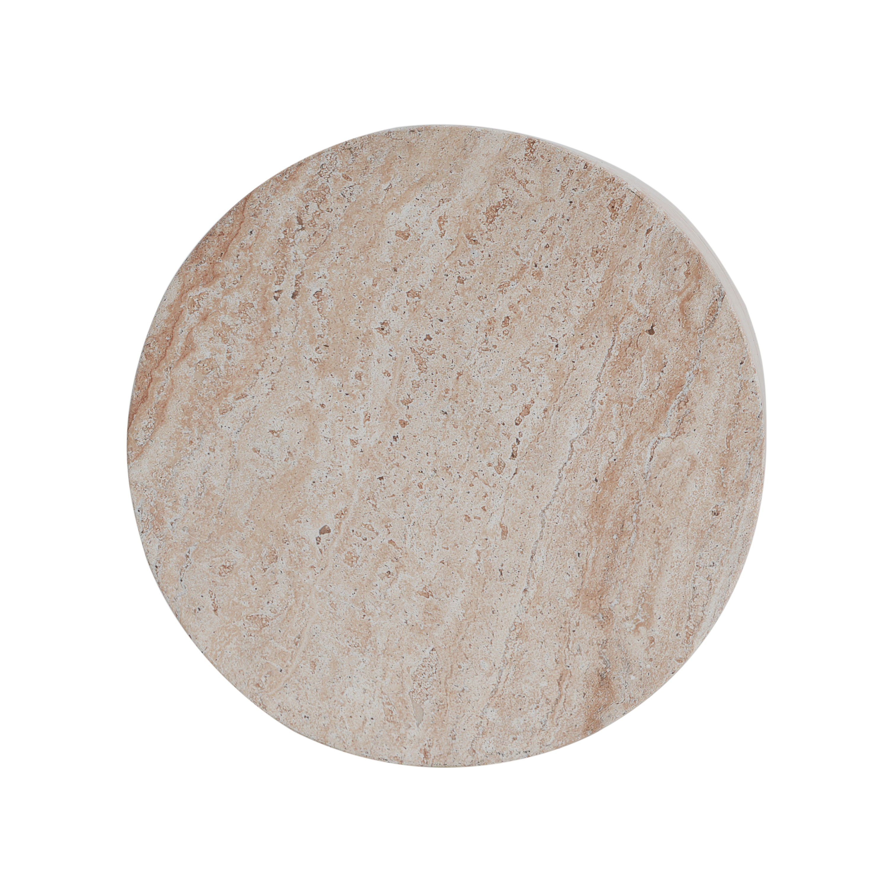 Side Table, Outdoor Indoor Lightweight Concrete Table with Side Handles for Patio Garden, Travertine Finish