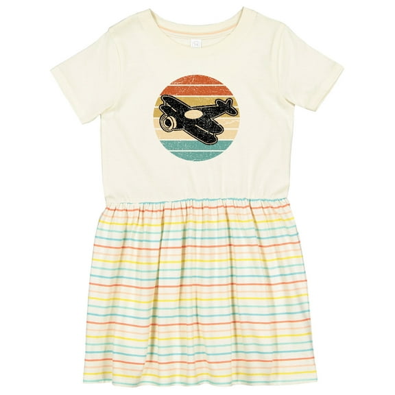 Inktastic Vintage Airplane Retro Sunset Girls Toddler Dress