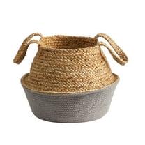 Nearly Natural Decorative 14" Boho Chic Handmade Cotton/Jute Basket Planter