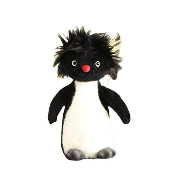 Muñeco de peluche con pelo frito, pingüino, 22 cm, con guata de seda
