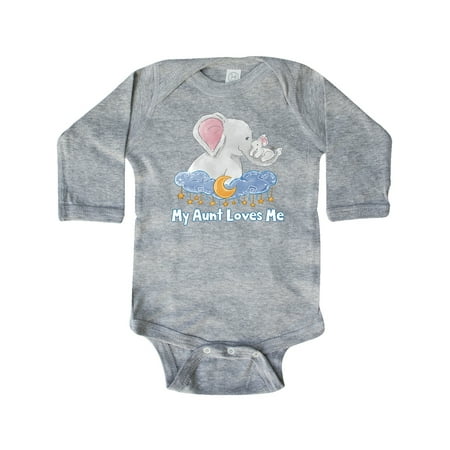 

Inktastic My Aunt Loves Me Cute Elephants Clouds Moon and Stars Gift Baby Boy or Baby Girl Long Sleeve Bodysuit