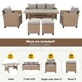 thumbnail image 5 of Harper & Bright Designs 6 Pieces Wicker Outdoor Patio Furniture Set with 3-Seater Sofa, 2 Armchairs, Coffee Table & Stools, All-Weather Rattan Conversation Lounge Set for Backyard Garden, Natural, 5 of 19