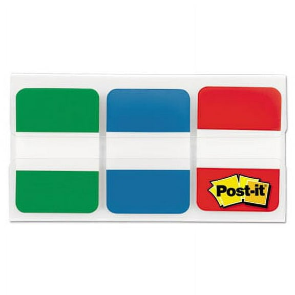 2PK Post-it Tabs MMM686GBR 1" Tabs, 1/5-Cut Tabs, Assorted Primary Colors, 1" Wide, 66/Pack