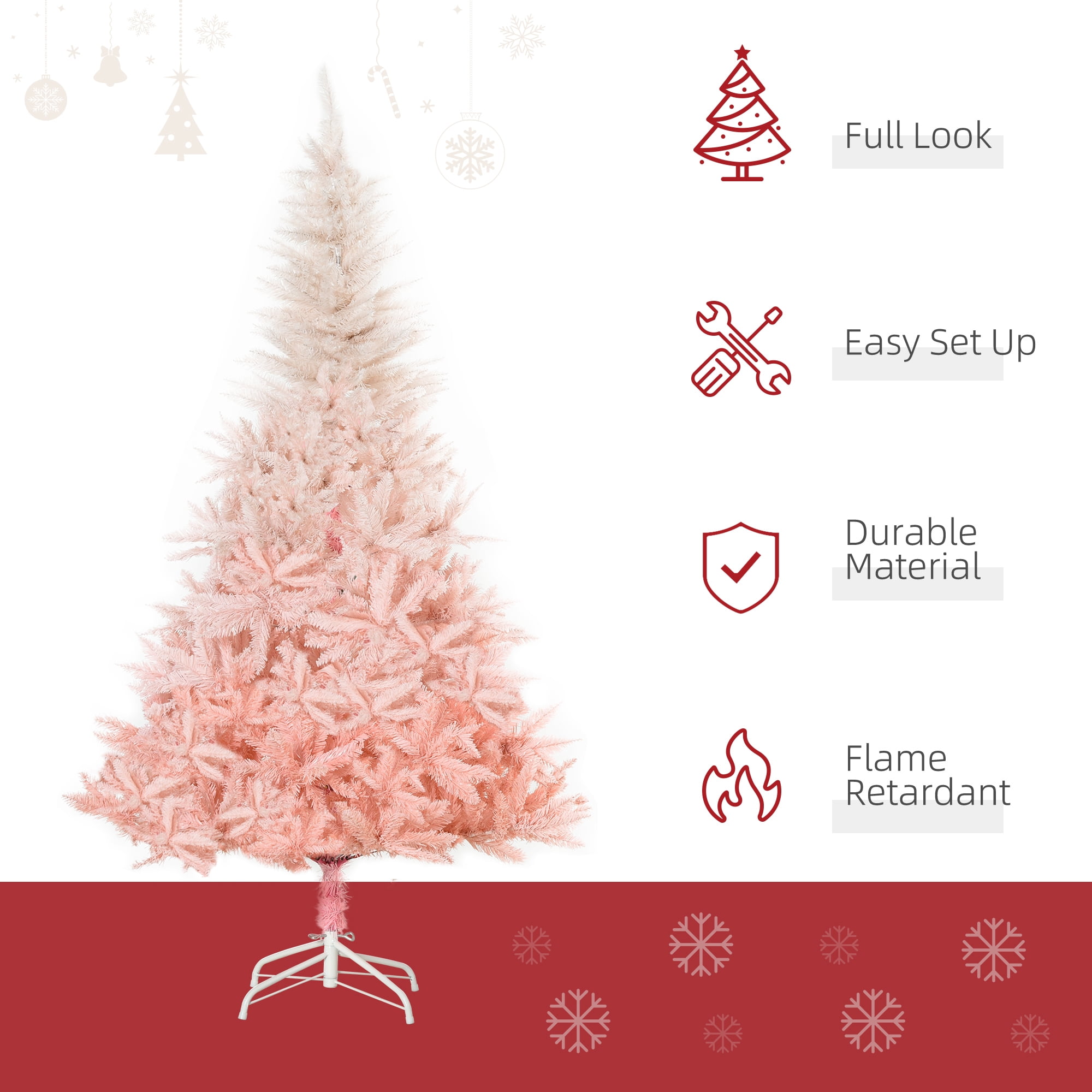 6ft Unlit Pink Christmas Tree 800 Tips Flame Retardant Indoor Holiday Decor
