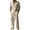 Khaki, variant on LNZGNM Mens 2 Piece Cotton Linen Outfits Short Sleeve Button Down Breathable Shirts Loose Pants with Pockets Stylish Vacation Outfits,Khaki S