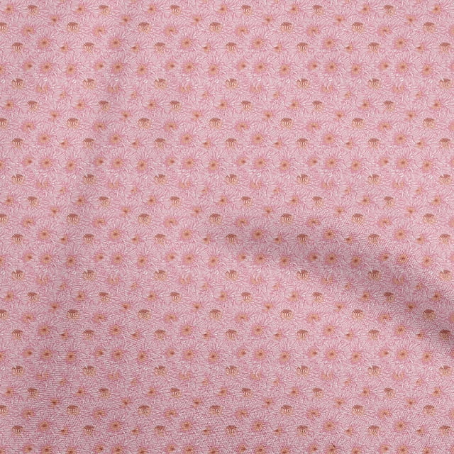 oneOone Rayon Light Pink Fabric Floral Sewing Craft Projects Fabric Prints By Yard 56 Inch Wide