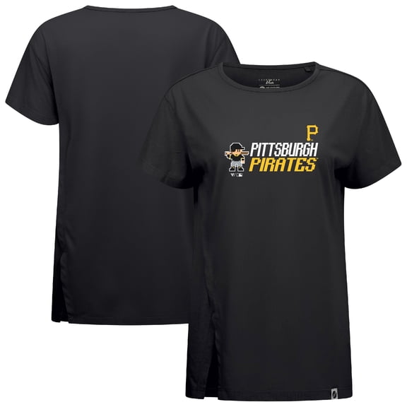 Women's-Levelwear Black Pittsburgh Pirates Influx 8-Bit Baseball T-Shirt